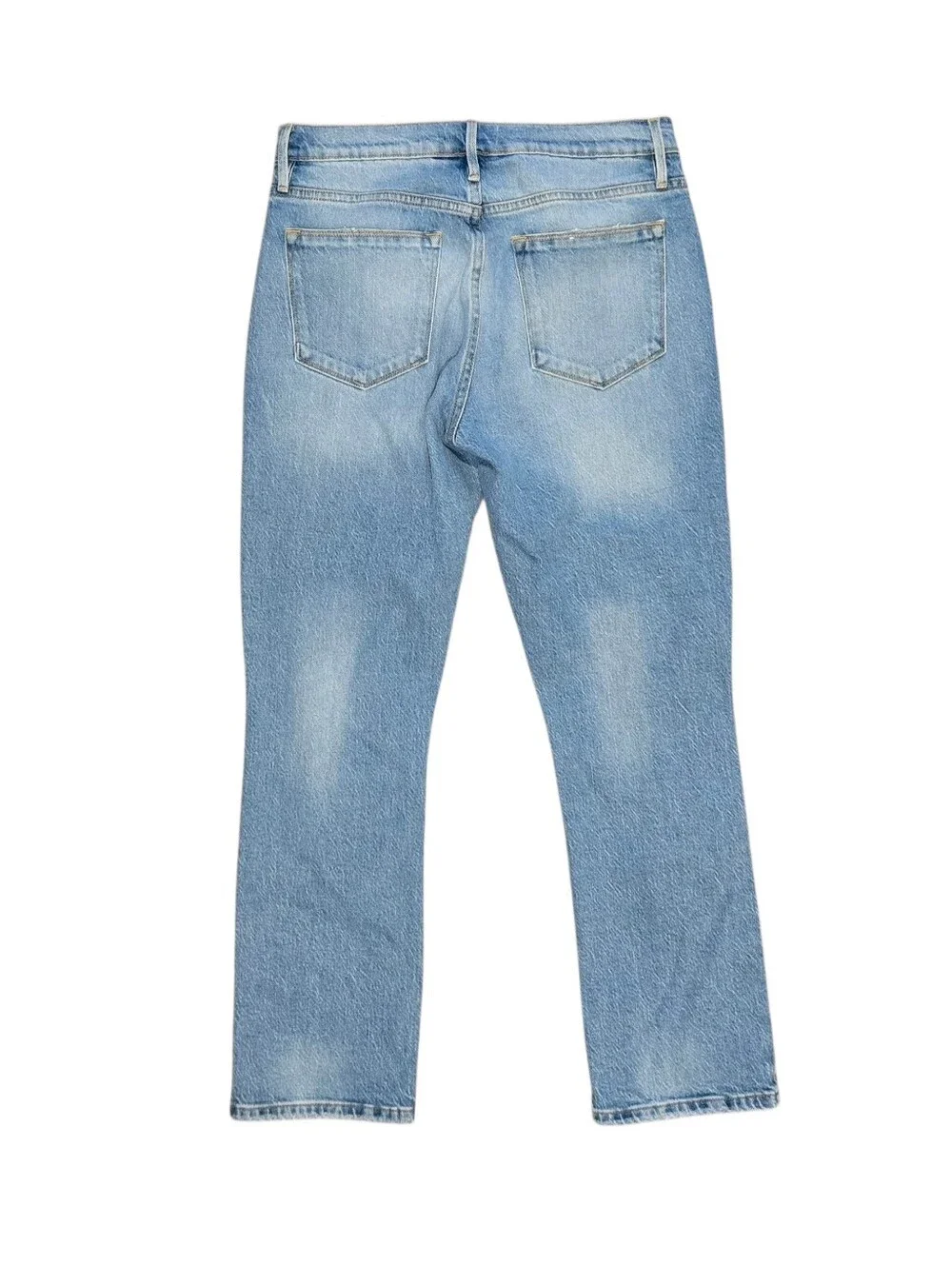 Frame Le High Straight Leg Jeans Demarco Rips Distressed Cropped Denim Size 27 - Picture 2 of 11
